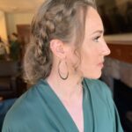 side braid for updo accent with wedding hair and makeup in lake tahoe